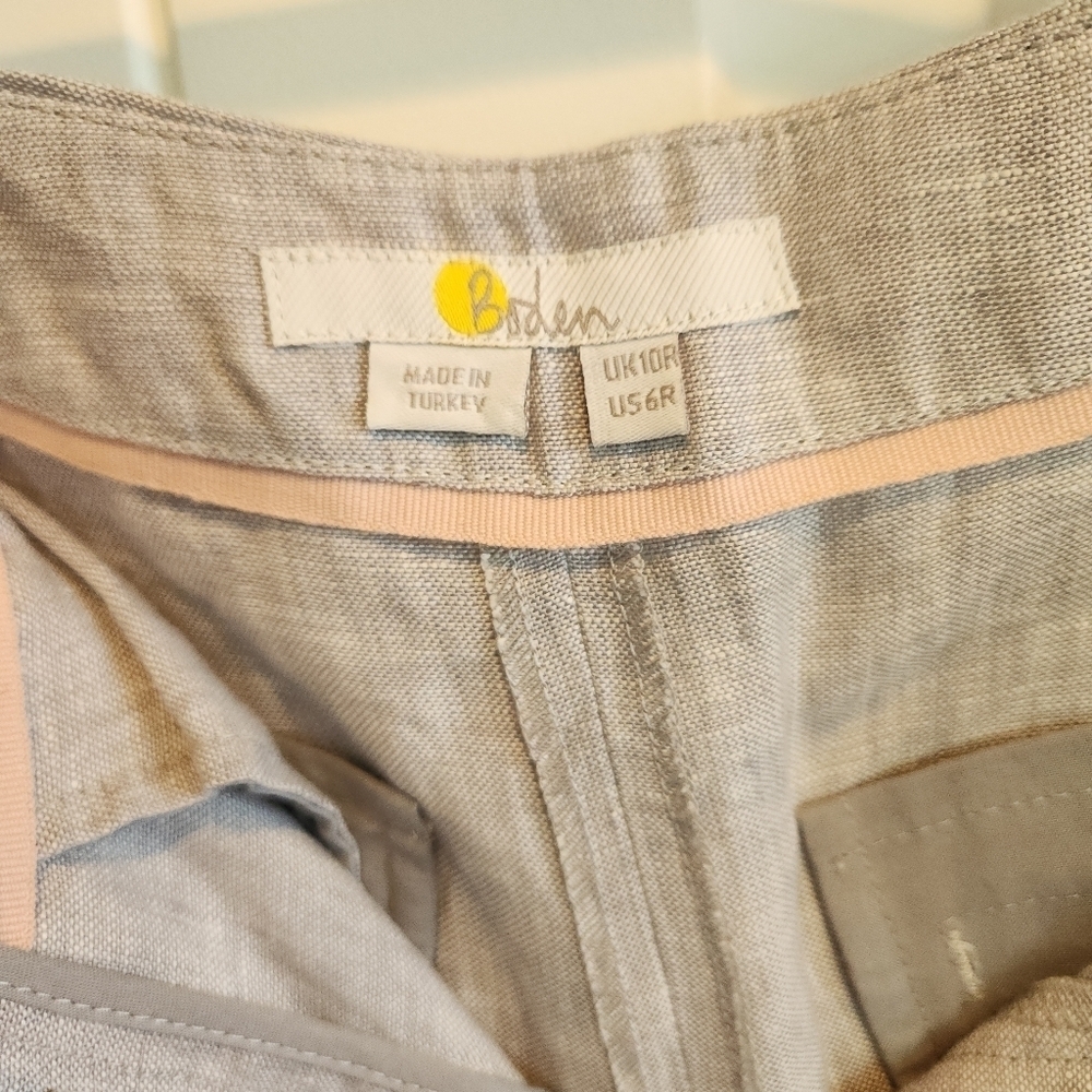 BODEN Eldon 100% Linen Wide Leg Trousers In Squirrel Grey Size 6 - Picture 5 of 9